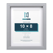 Devon Silver 12 x 10 inch picture frame with a white mount for a 10 x 8 inch photo