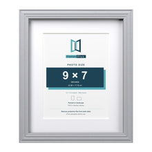 Devon Silver 12 x 10 inch picture frame with a white mount for a 9 x 7 inch photo