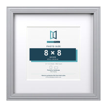 Devon Silver 12 x 12 inch picture frame with a white mount for an 8 x 8 inch photo