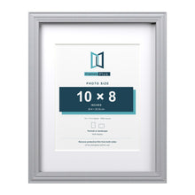 Devon Silver 14 x 11 inch picture frame with a white mount for a 10 x 8 inch photo