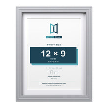Devon Silver 14 x 11 inch picture frame with a white mount for a 12 x 9 inch photo