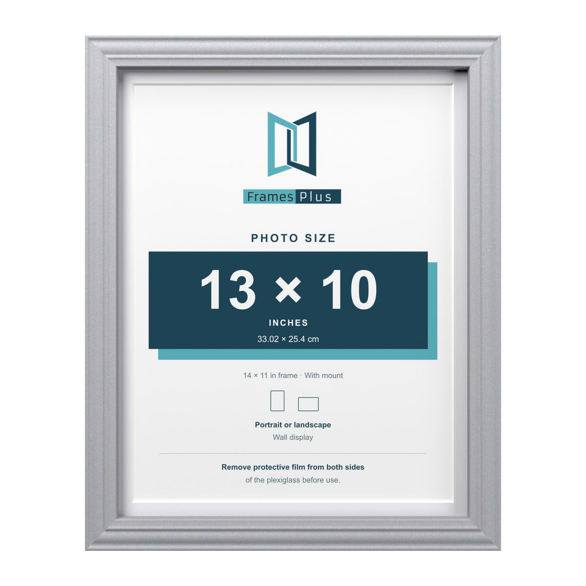Devon Silver 14 x 11 inch picture frame with a white mount for a 13 x 10 inch photo
