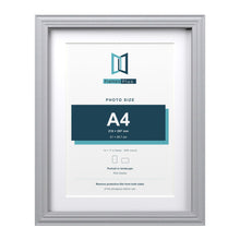 Devon Silver 14 x 11 inch picture frame with a white mount for an A4 photo