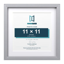 Devon Silver 14 x 14 inch picture frame with a white mount for an 11 x 11 inch photo