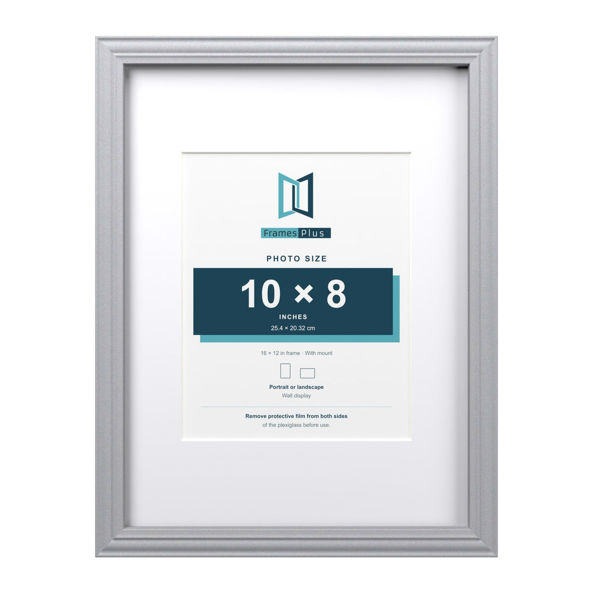 Devon Silver 16 x 12 inch picture frame with a white mount for a 10 x 8 inch photo