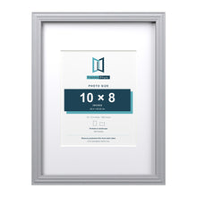 Devon Silver 16 x 12 inch picture frame with a white mount for a 10 x 8 inch photo
