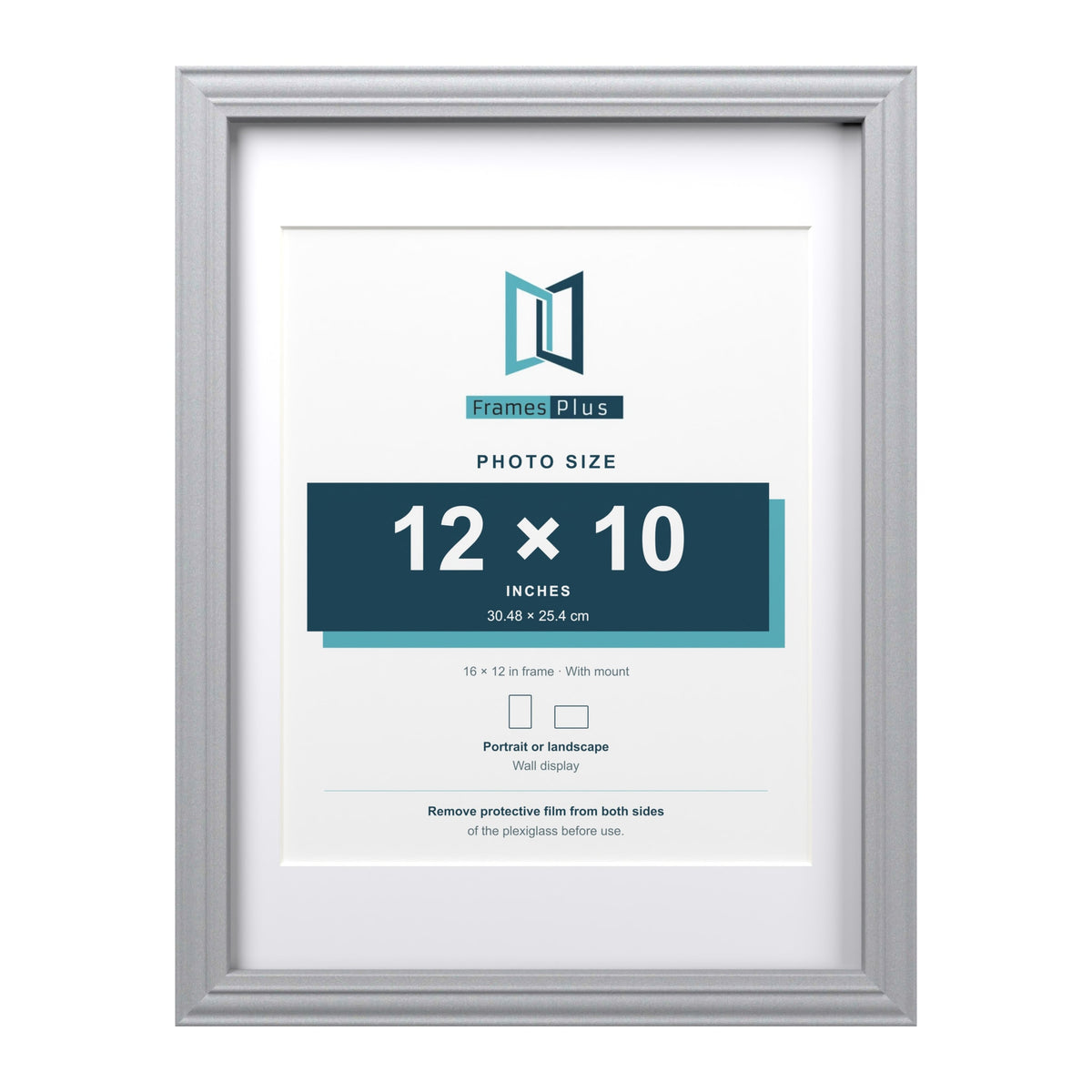 Devon Silver 16 x 12 inch picture frame with a white mount for a 12 x 10 inch photo