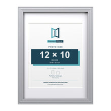 Devon Silver 16 x 12 inch picture frame with a white mount for a 12 x 10 inch photo
