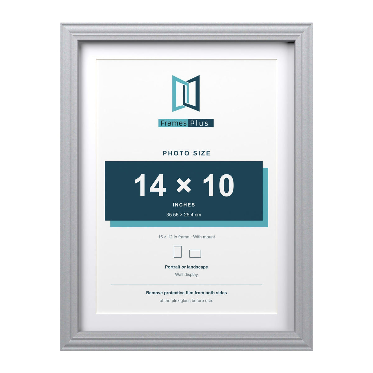 Devon Silver 16 x 12 inch picture frame with a white mount for a 14 x 10 inch photo