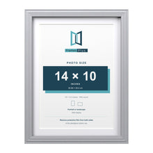 Devon Silver 16 x 12 inch picture frame with a white mount for a 14 x 10 inch photo