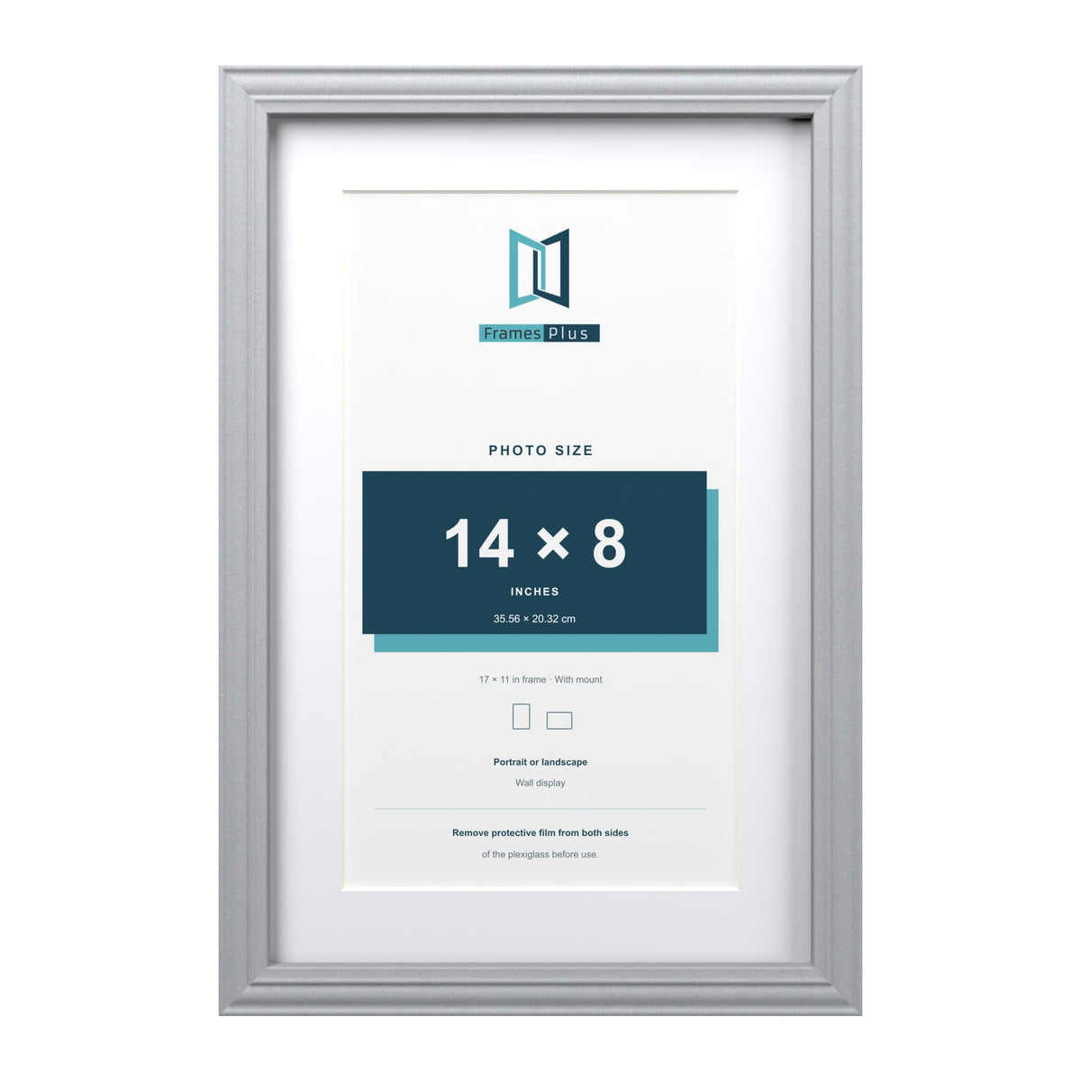 Devon Silver 17 x 11 inch picture frame with a white mount for a 14 x 8 inch photo