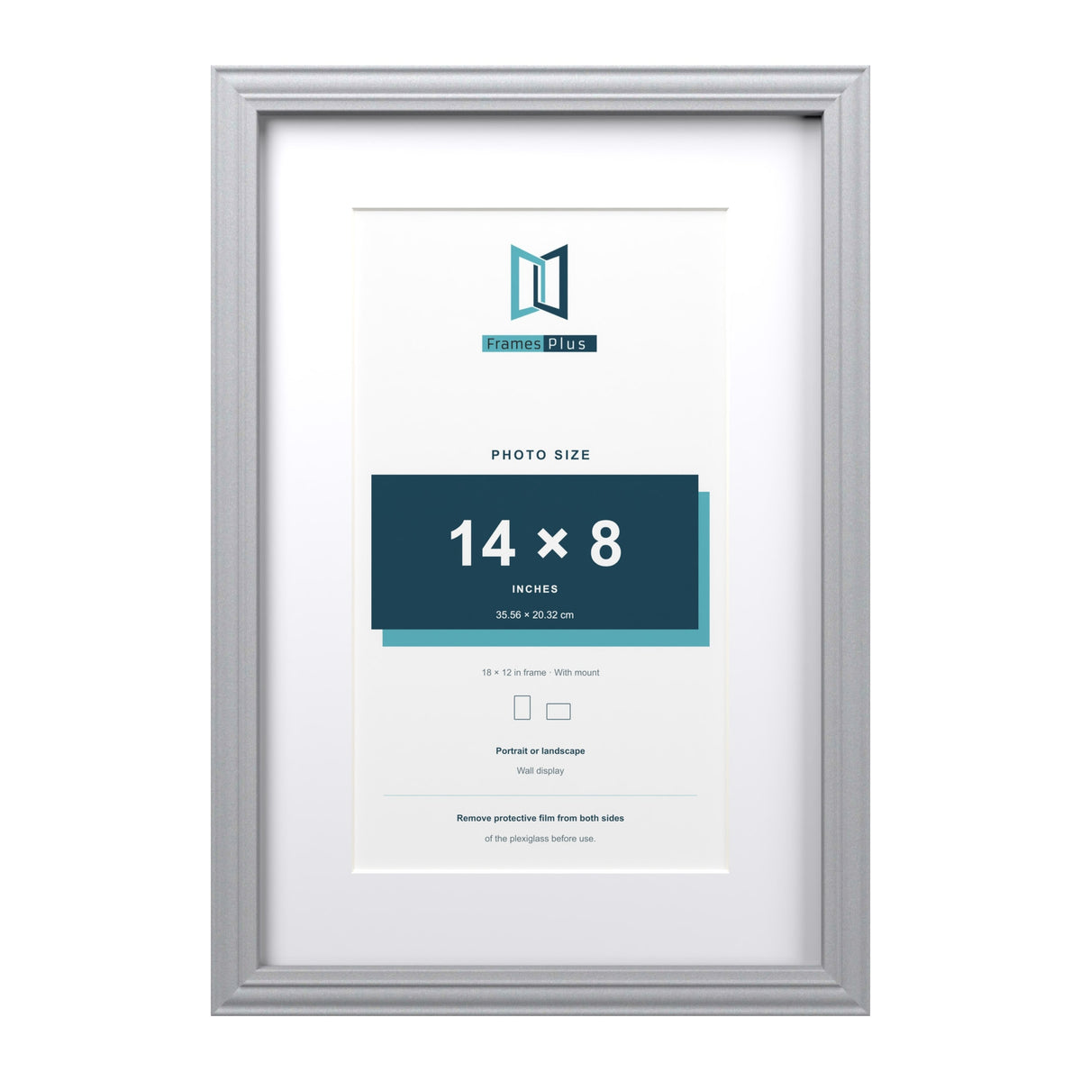 Devon Silver 18 x 12 inch picture frame with a white mount for a 14 x 8 inch photo