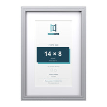 Devon Silver 18 x 12 inch picture frame with a white mount for a 14 x 8 inch photo