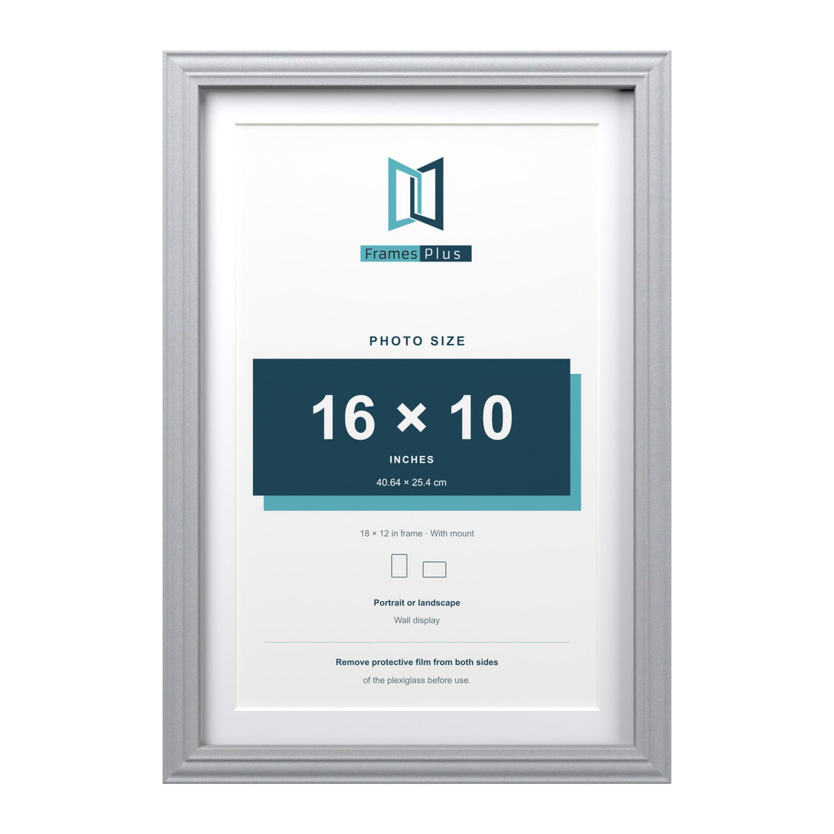 Devon Silver 18 x 12 inch picture frame with a white mount for a 16 x 10 inch photo