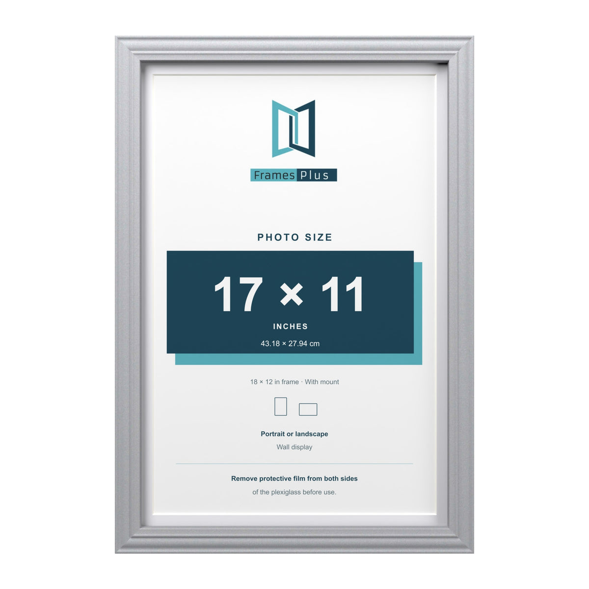 Devon Silver 18 x 12 inch picture frame with a white mount for a 17 x 11 inch photo