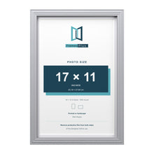 Devon Silver 18 x 12 inch picture frame with a white mount for a 17 x 11 inch photo