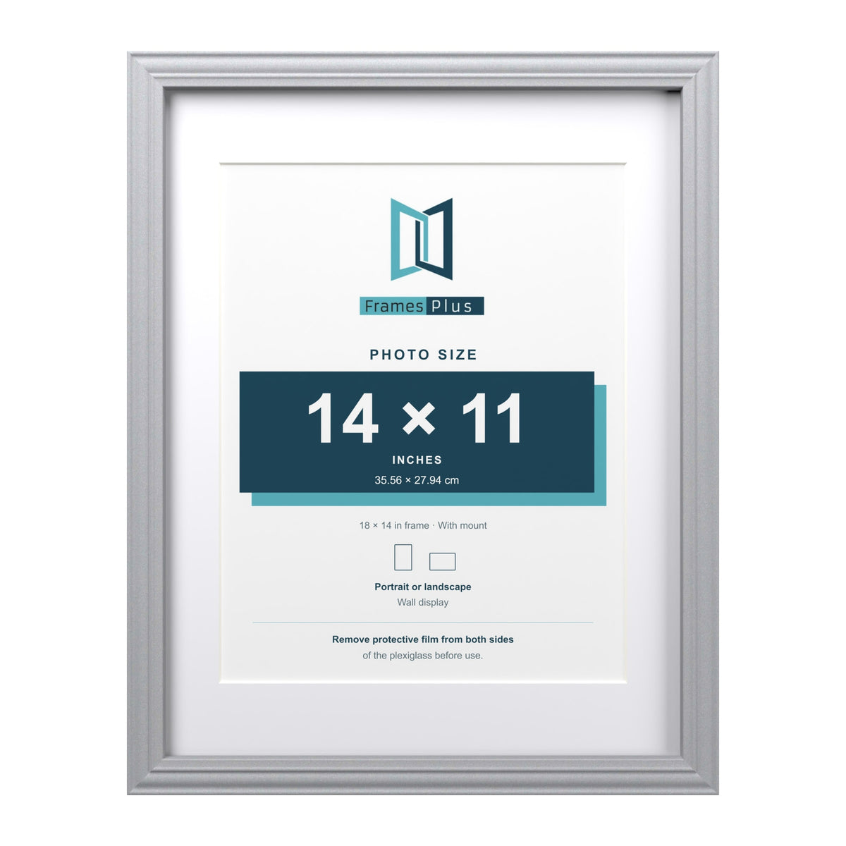 Devon Silver 18 x 14 inch picture frame with a white mount for a 14 x 11 inch photo