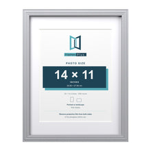 Devon Silver 18 x 14 inch picture frame with a white mount for a 14 x 11 inch photo