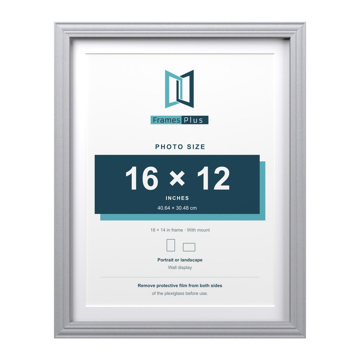 Devon Silver 18 x 14 inch picture frame with a white mount for a 16 x 12 inch photo