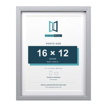 Devon Silver 18 x 14 inch picture frame with a white mount for a 16 x 12 inch photo
