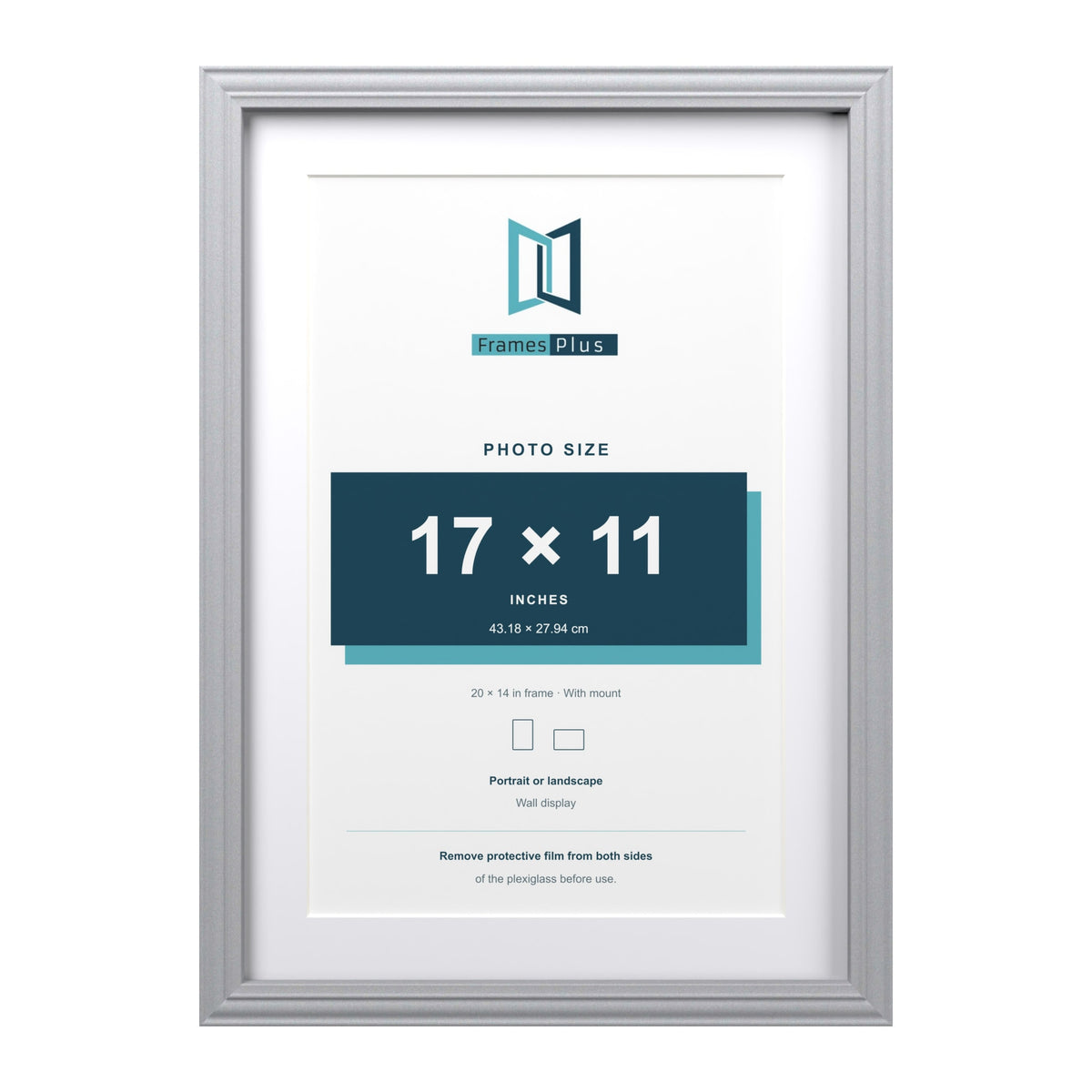 Devon Silver 20 x 14 inch picture frame with a white mount for a 17 x 11 inch photo