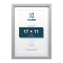 Devon Silver 20 x 14 inch picture frame with a white mount for a 17 x 11 inch photo