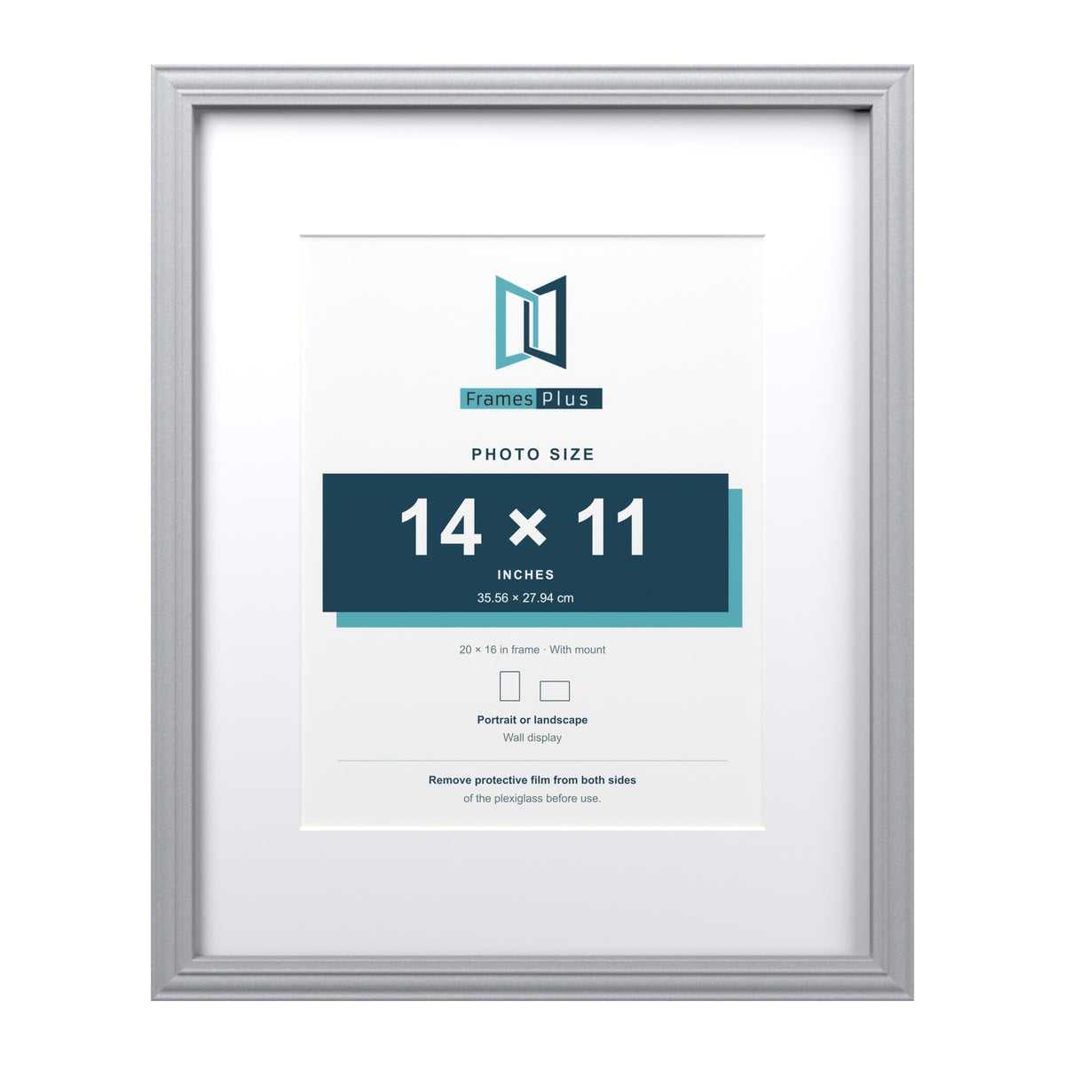 Devon Silver 20 x 16 inch picture frame with a white mount for a 14 x 11 inch photo