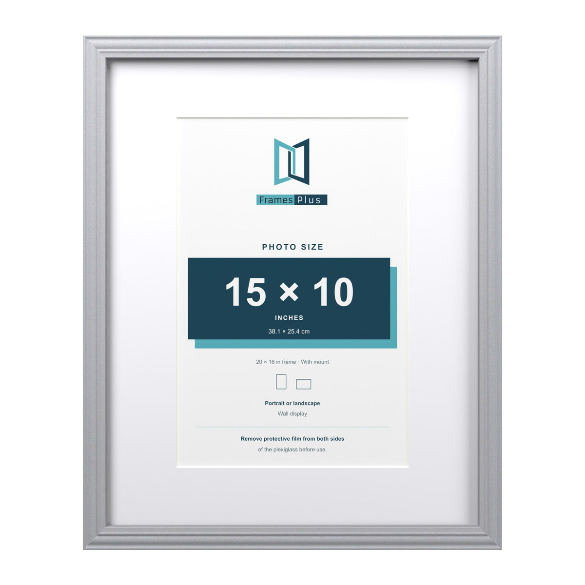 Devon Silver 20 x 16 inch picture frame with a white mount for a 15 x 10 inch photo