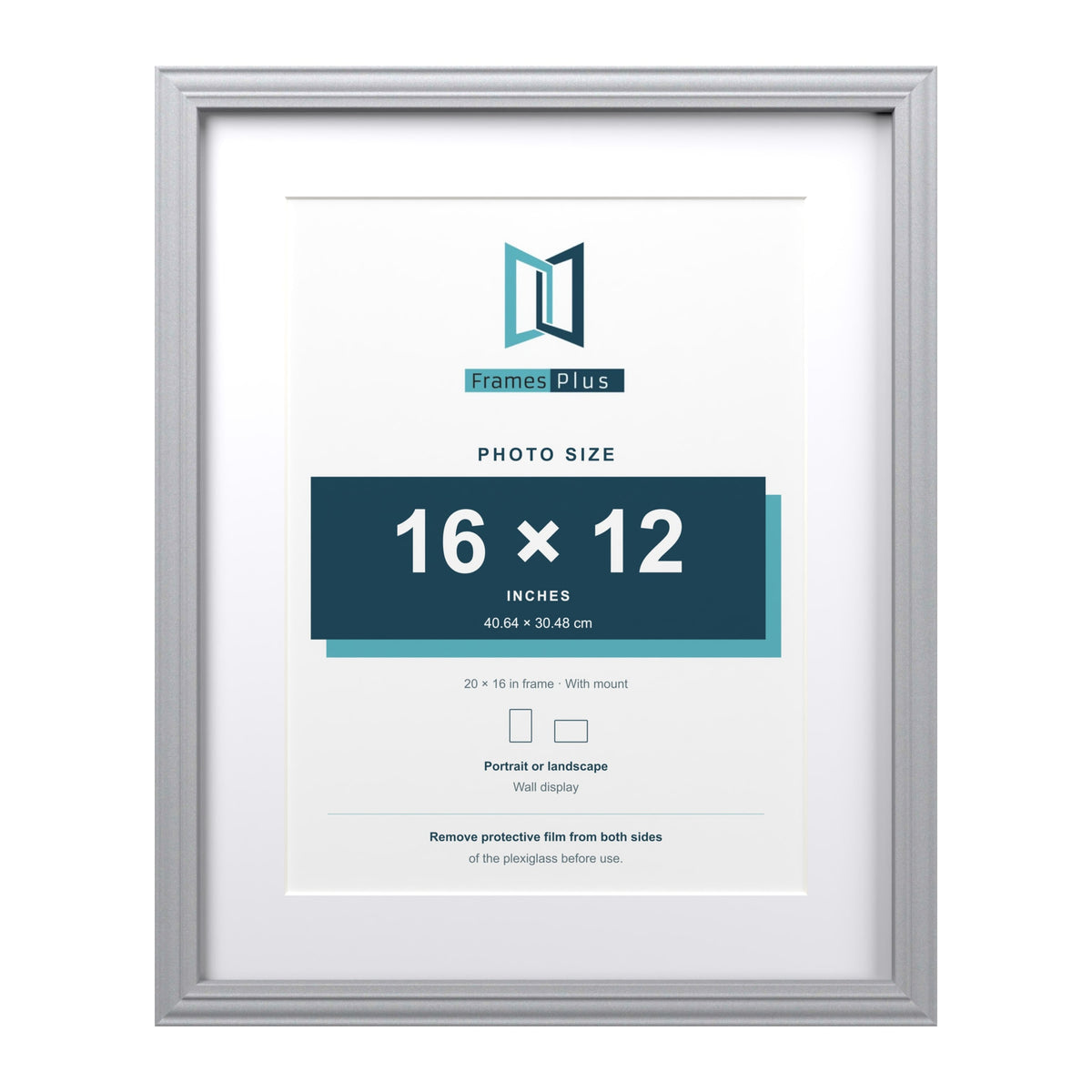 Devon Silver 20 x 16 inch picture frame with a white mount for a 16 x 12 inch photo