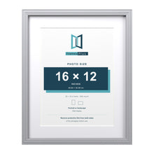 Devon Silver 20 x 16 inch picture frame with a white mount for a 16 x 12 inch photo