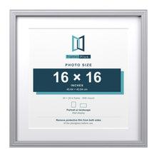 Devon Silver 20 x 20 inch picture frame with a white mount for a 16 x 16 inch photo