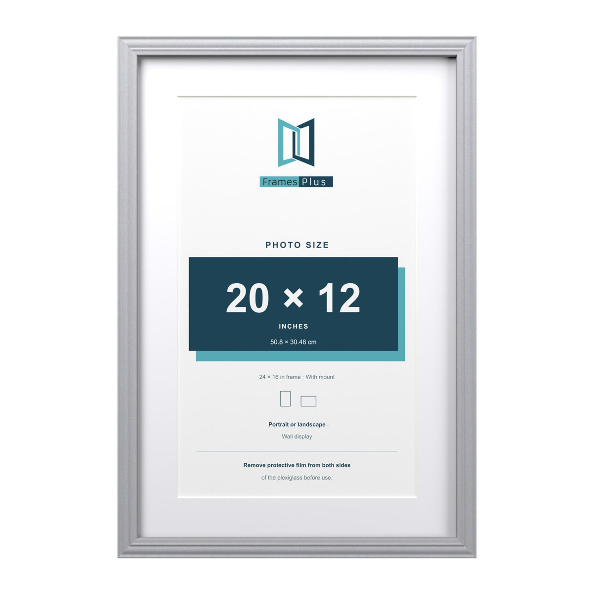 Devon Silver 24 x 16 inch picture frame with a white mount for a 20 x 12 inch photo
