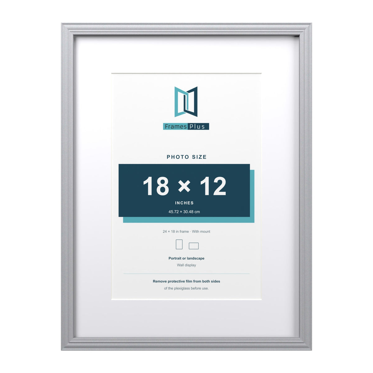 Devon Silver 24 x 18 inch picture frame with a white mount for an 18 x 12 inch photo