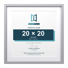 Devon Silver 24 x 24 inch picture frame with a white mount for a 20 x 20 inch photo