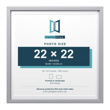 Devon Silver 24 x 24 inch picture frame with a white mount for a 22 x 22 inch photo
