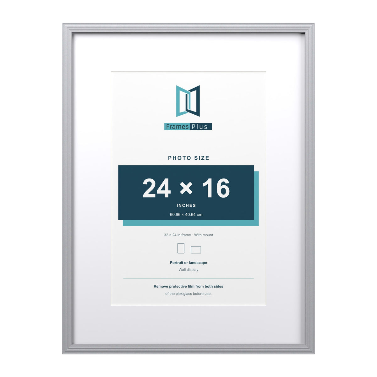 Devon Silver 32 x 24 inch picture frame with a white mount for a 24 x 16 inch photo