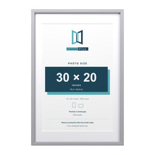 Devon Silver 36 x 24 inch picture frame with a white mount for a 30 x 20 inch photo