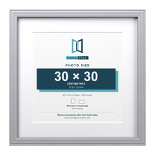 Devon Silver 40 x 40 cm picture frame with a white mount for a 30 x 30 cm photo