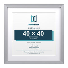 Devon Silver 50 x 50 cm picture frame with a white mount for a 40 x 40 cm photo
