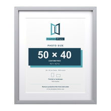 Devon Silver 60 x 50 cm picture frame with a white mount for a 50 x 40 cm photo