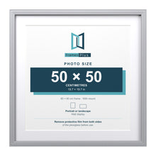 Devon Silver 60 x 60 cm picture frame with a white mount for a 50 x 50 cm photo