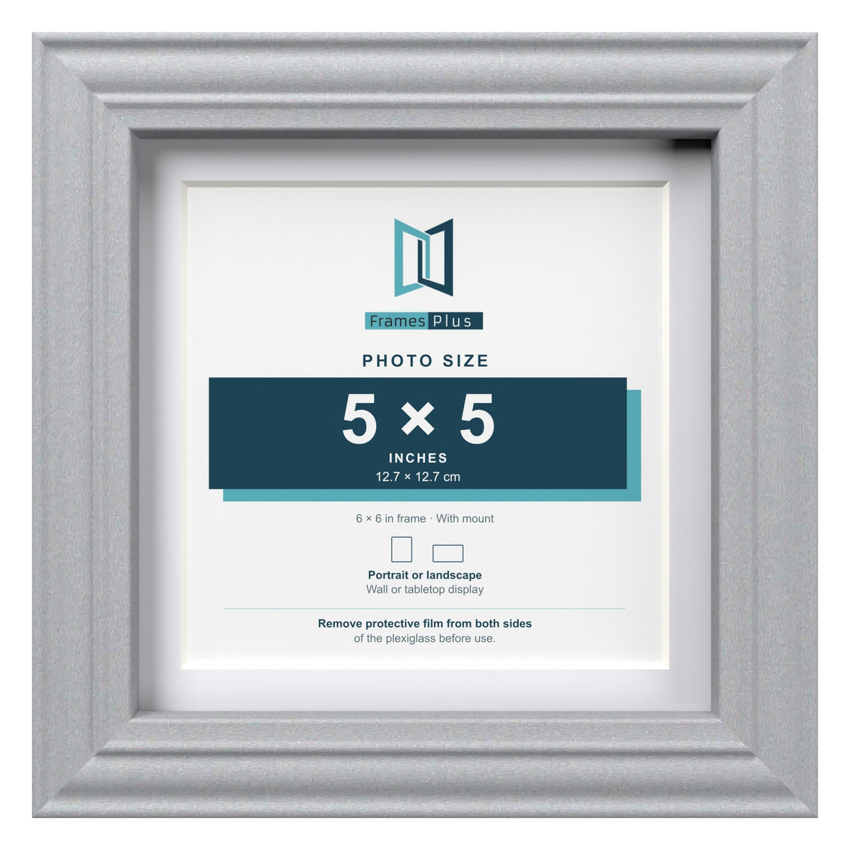 Devon Silver 6 x 6 inch picture frame with a white mount for a 5 x 5 inch photo