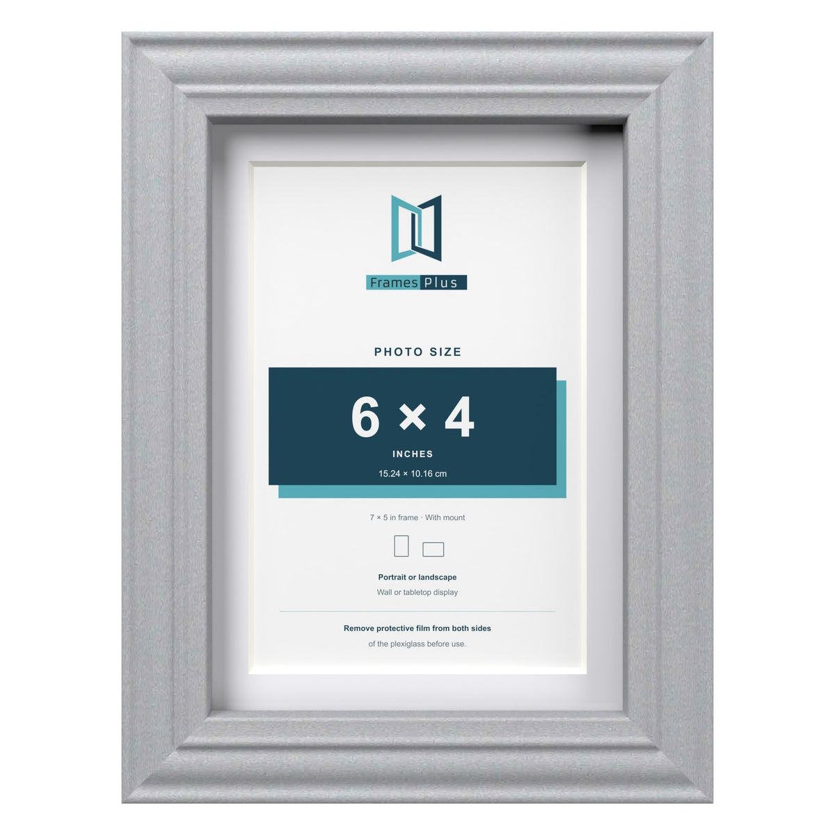 Devon Silver 7 x 5 inch picture frame with a white mount for a 6 x 4 inch photo