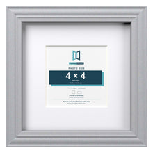 Devon Silver 7 x 7 inch picture frame with a white mount for a 4 x 4 inch photo