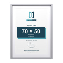 Devon Silver 80 x 60 cm picture frame with a white mount for a 70 x 50 cm photo
