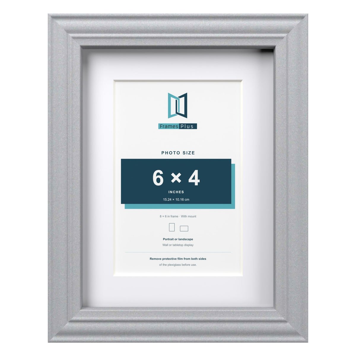 Devon Silver 8 x 6 inch picture frame with a white mount for a 6 x 4 inch photo