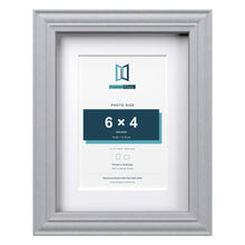 Devon Silver 8 x 6 inch picture frame with a white mount for a 6 x 4 inch photo