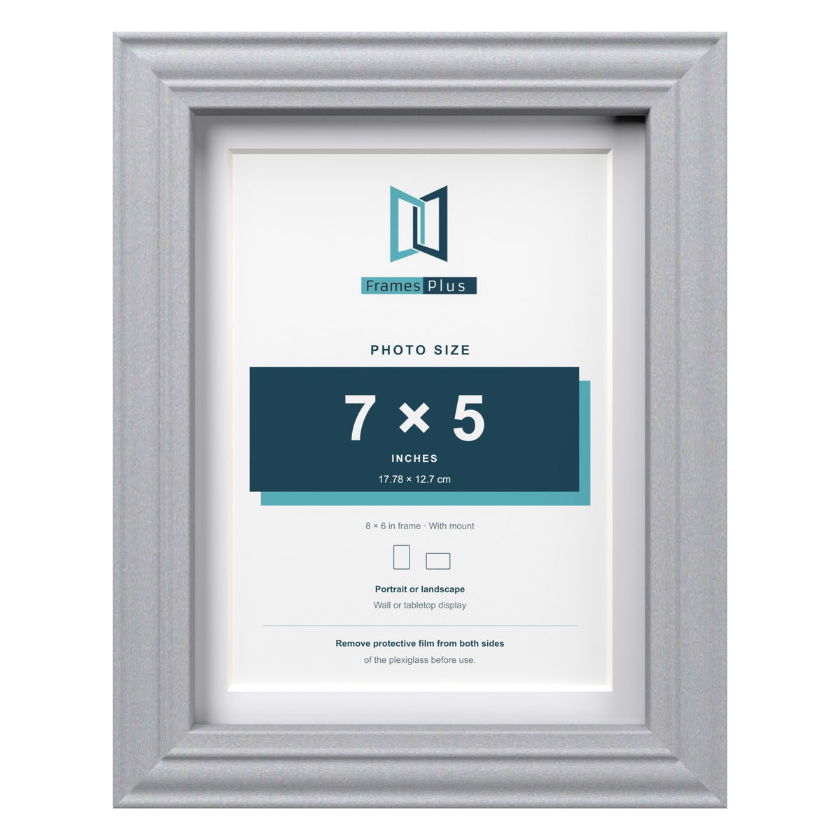 Devon Silver 8 x 6 inch picture frame with a white mount for a 7 x 5 inch photo
