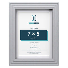 Devon Silver 8 x 6 inch picture frame with a white mount for a 7 x 5 inch photo