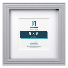 Devon Silver 8 x 8 inch picture frame with a white mount for a 5 x 5 inch photo